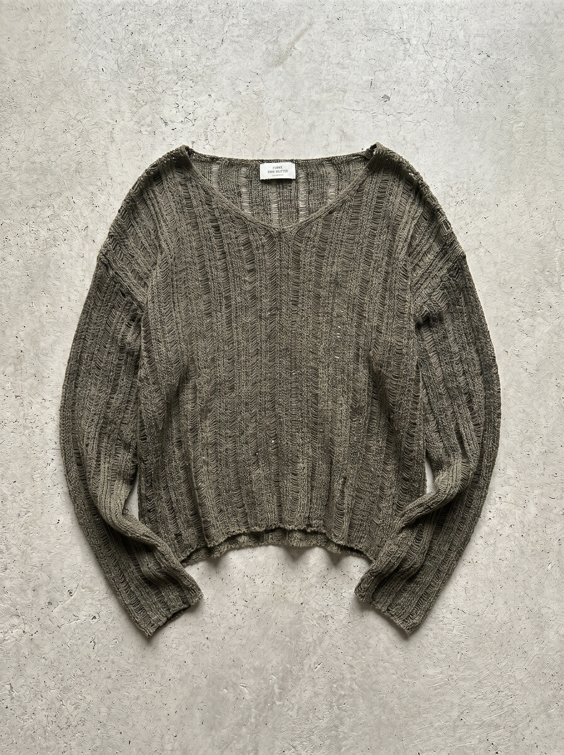 Cienki sweter see-through z szerokim dekoltem