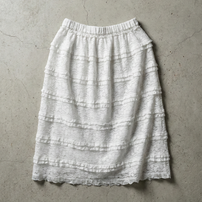 Lace see-through midi skirt