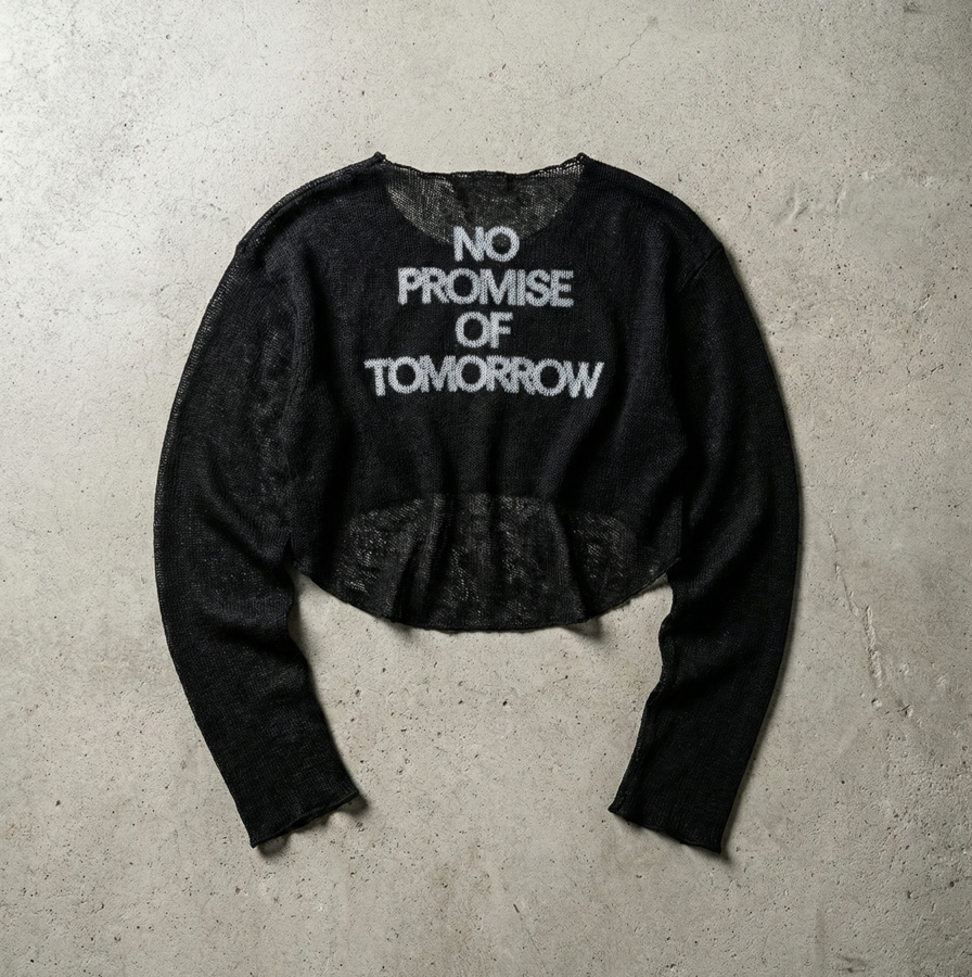 See-through crop top z długim rękawem