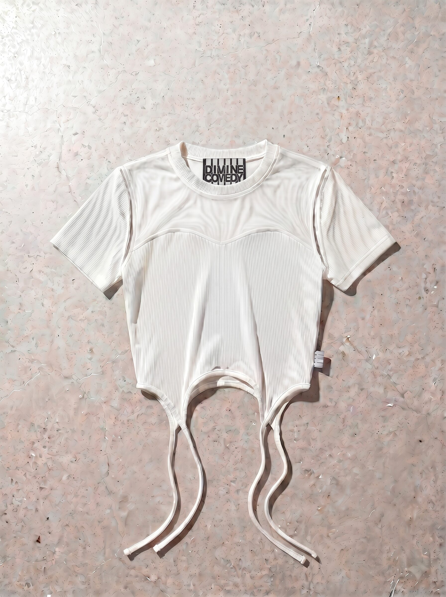 Ribbed mesh contrast crop top