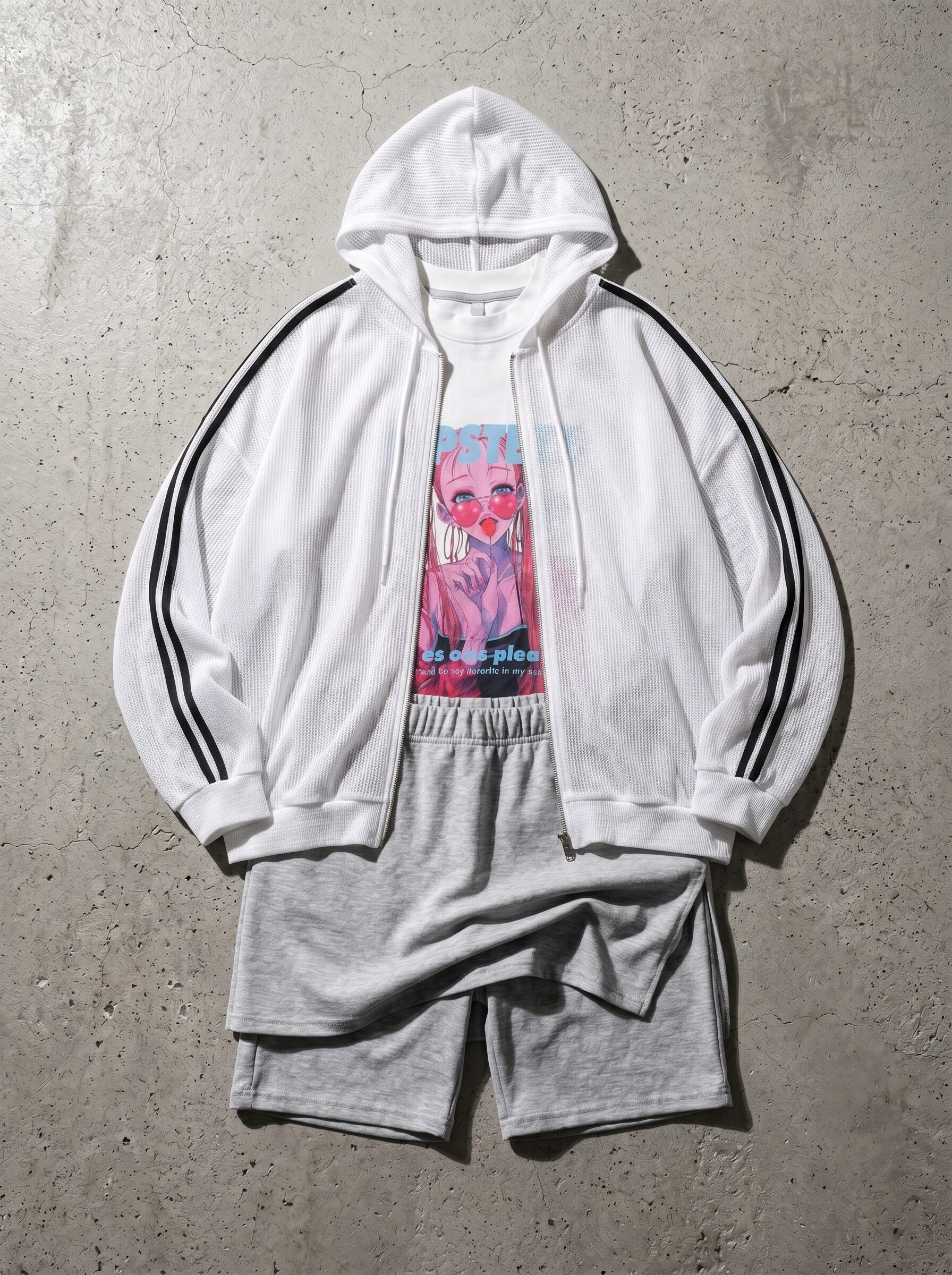 Two-way mesh zip-up hoodie