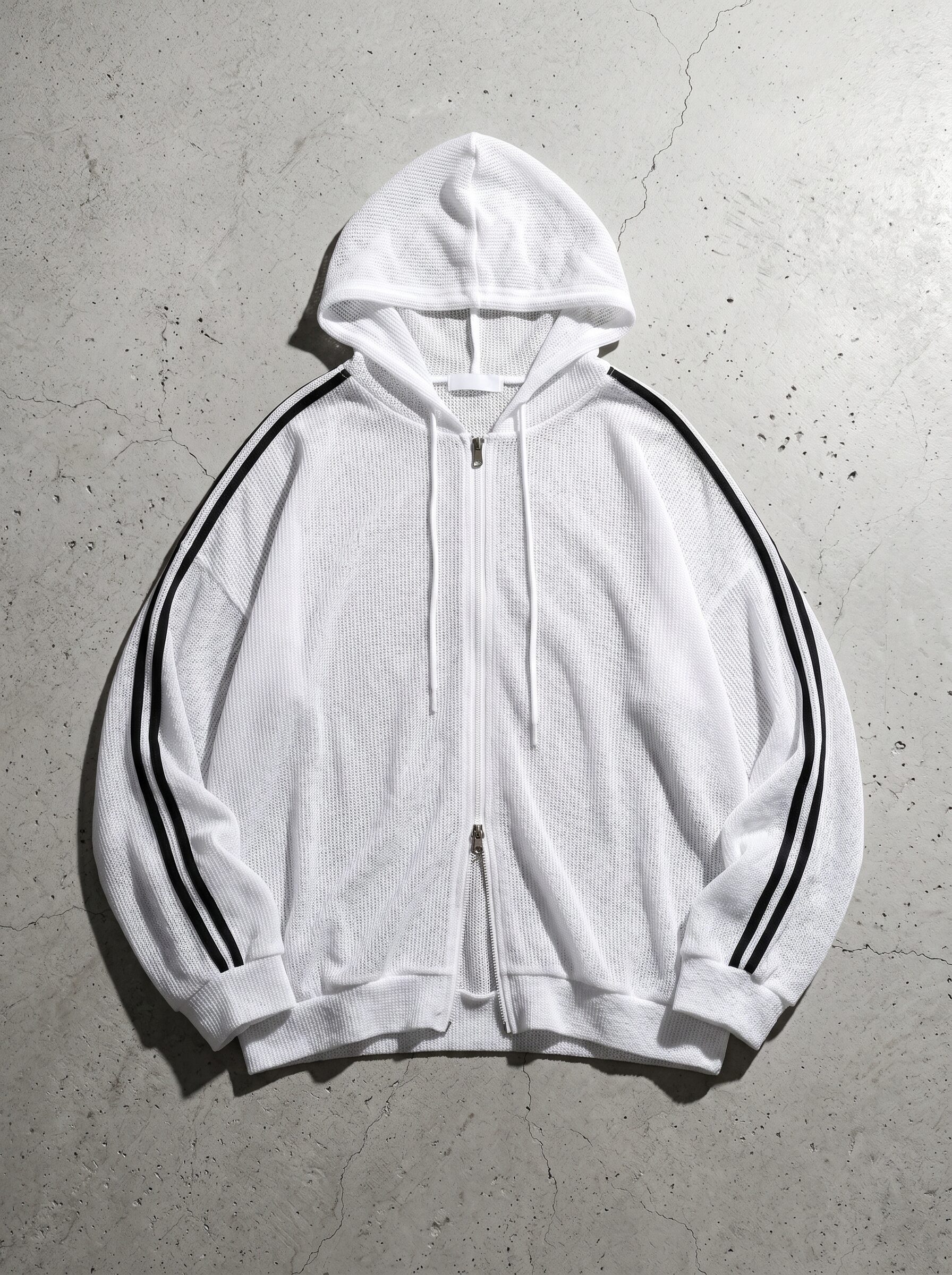 Two-way mesh zip-up hoodie