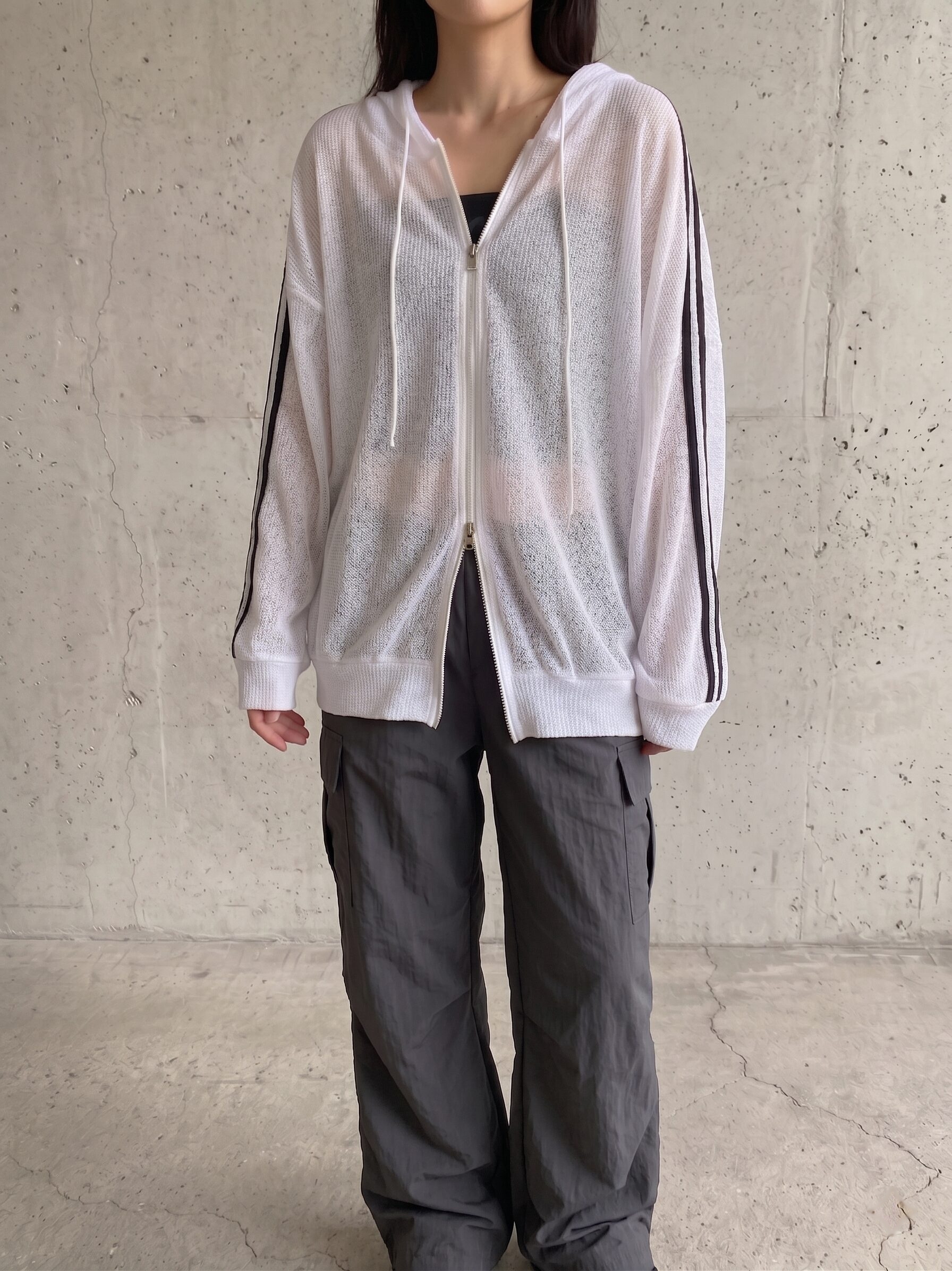 Two-way mesh zip-up hoodie