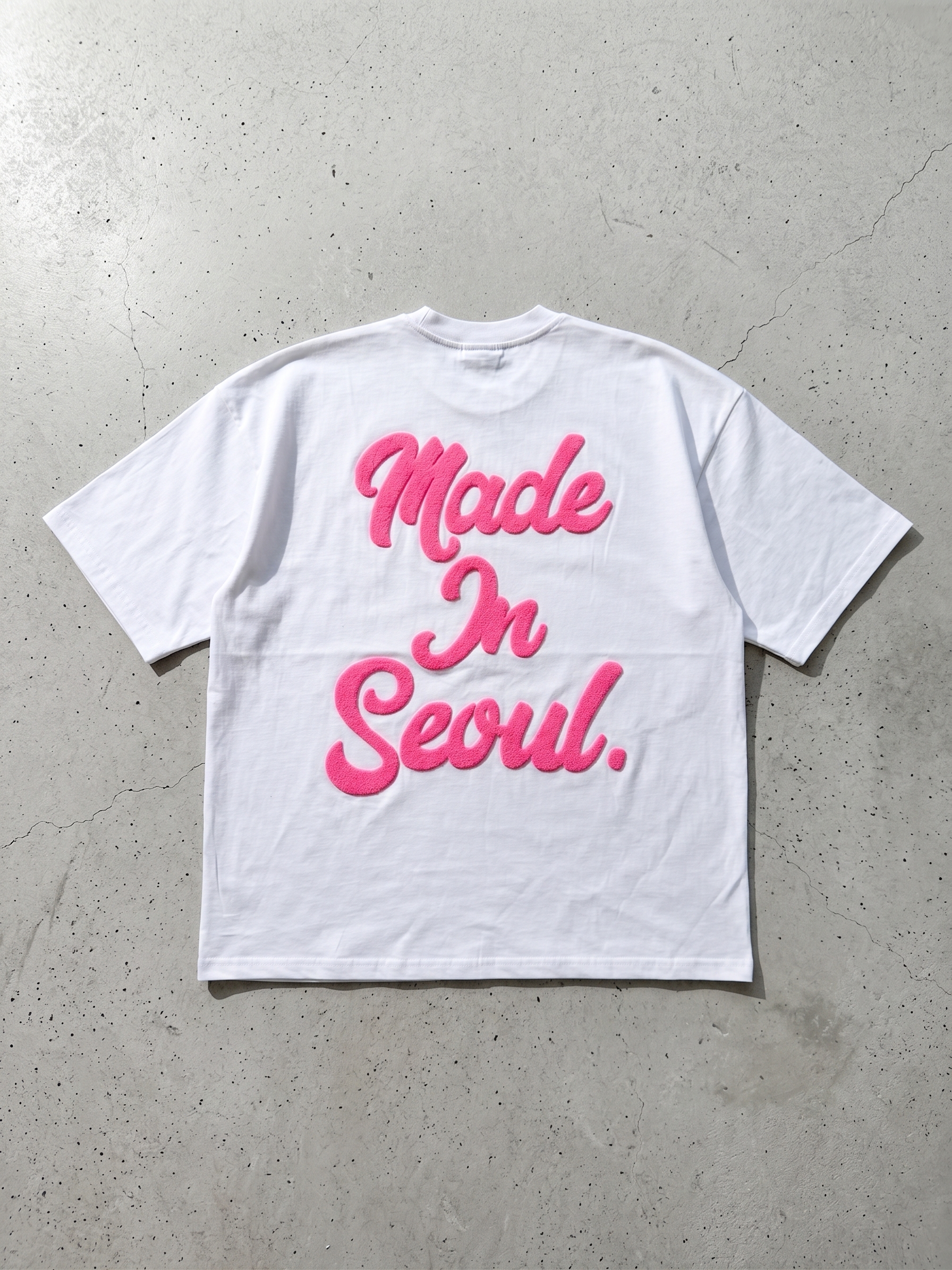 Maxi Oversized T-Shirt z pluszowym napisem Seoul