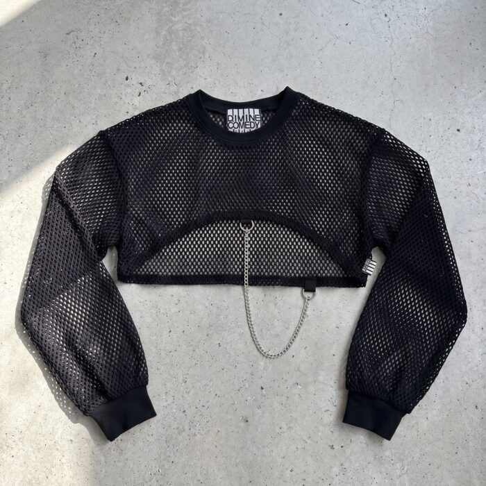 Siateczkowy cropped longsleeve z łańcuchem