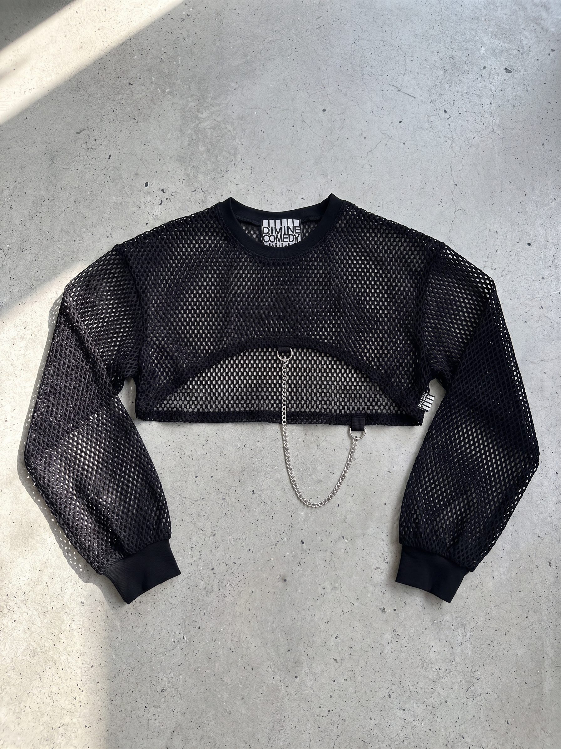 Siateczkowy cropped longsleeve z łańcuchem